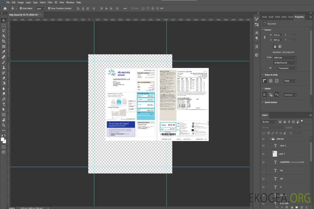 Compte d'électricité AGL australien, facture de services publics d'énergie, 3 pages, version 2 template
